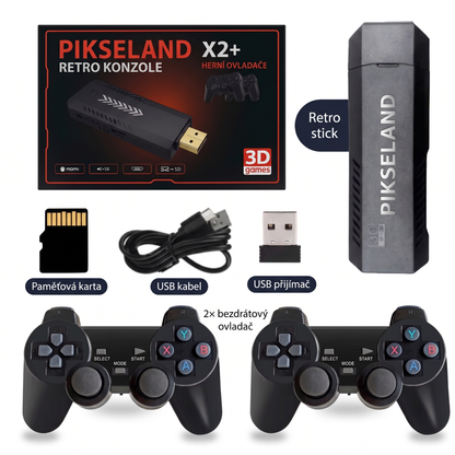 PIKSELAND™ - Konzola Retro Plug & Play + 2 Pady